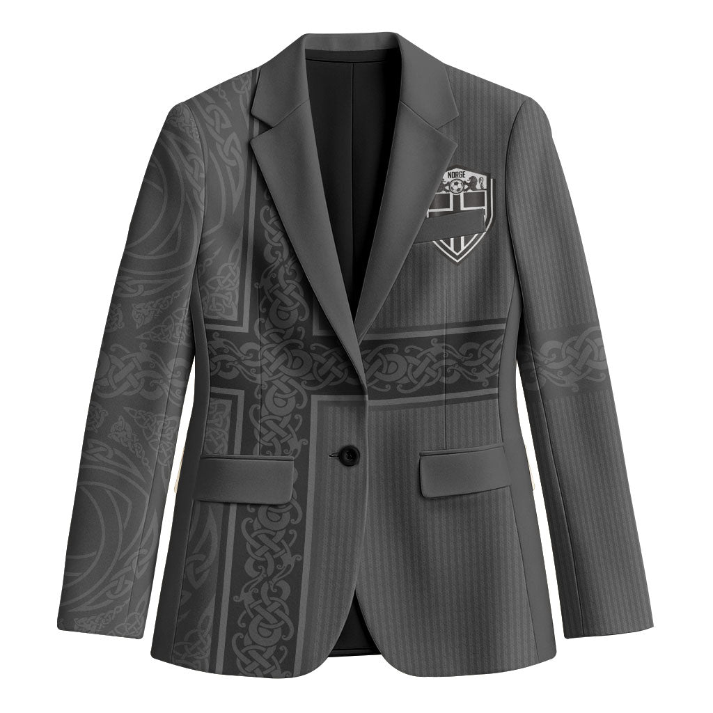 Norwegian Football Custom Blazer Nordic Celtic Knot Cross Monochrome Scandinavian Design