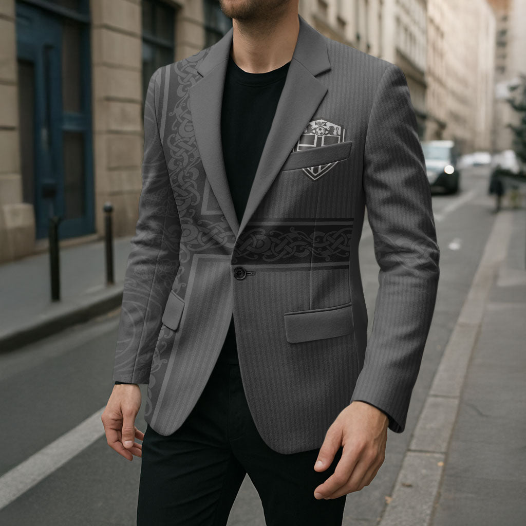 Norwegian Football Custom Blazer Nordic Celtic Knot Cross Monochrome Scandinavian Design