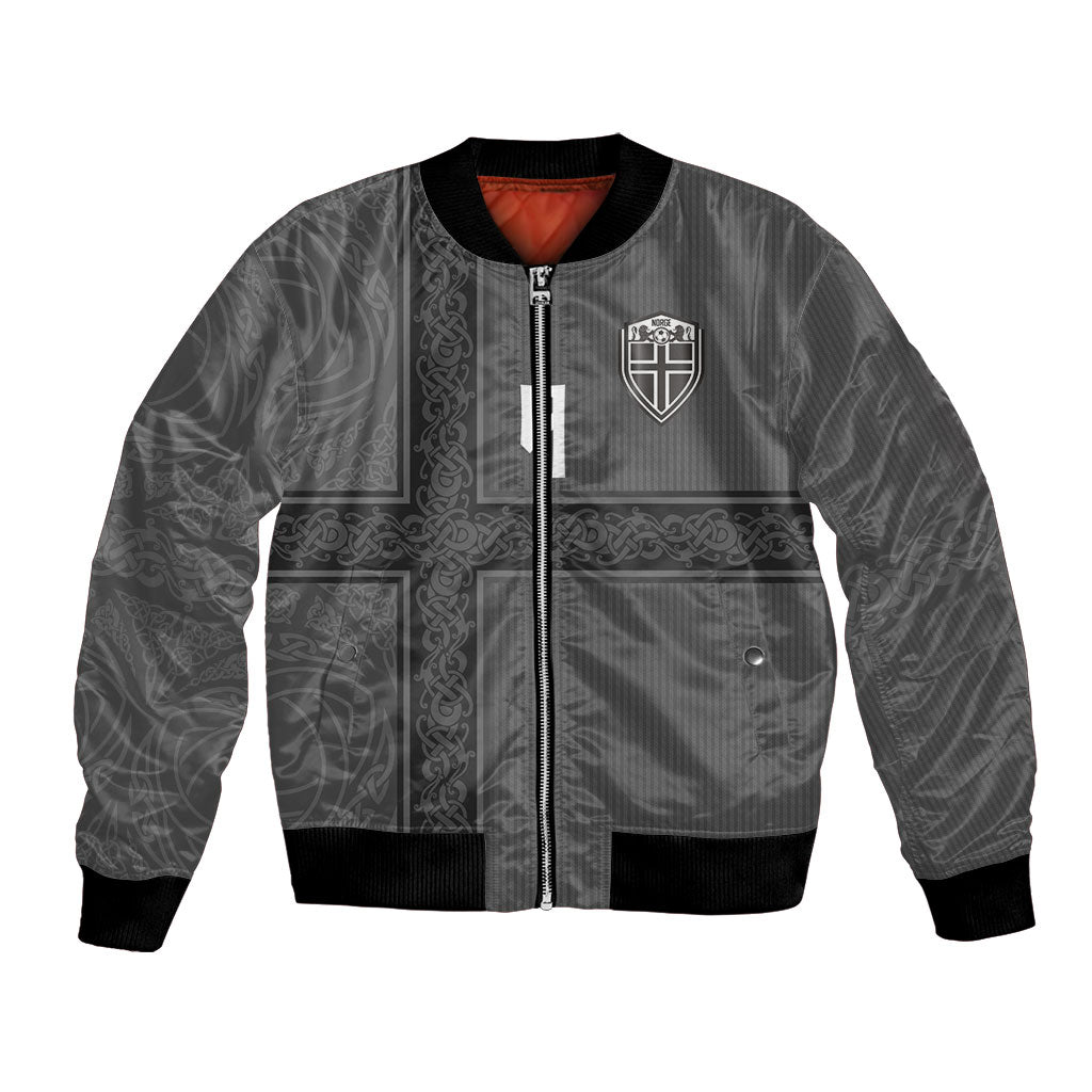 Norwegian Football Custom Bomber Jacket Nordic Celtic Knot Cross Monochrome Scandinavian Design