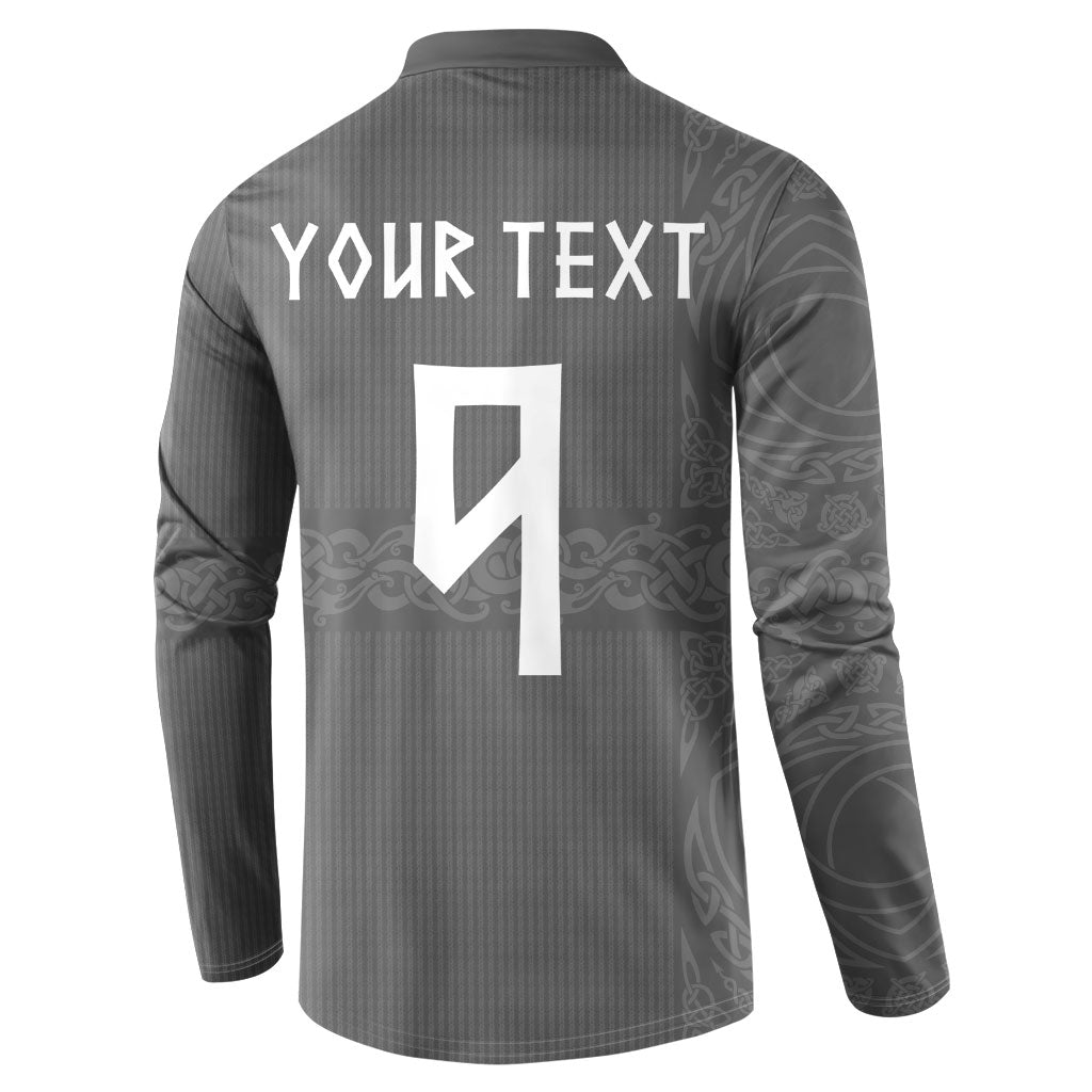 Norwegian Football Custom Button Sweatshirt Nordic Celtic Knot Cross Monochrome Scandinavian Design