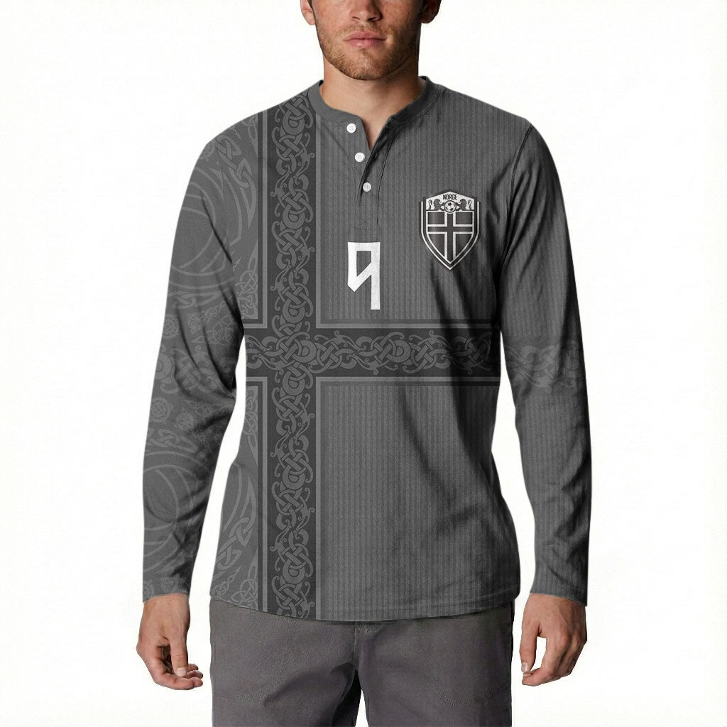 Norwegian Football Custom Button Sweatshirt Nordic Celtic Knot Cross Monochrome Scandinavian Design