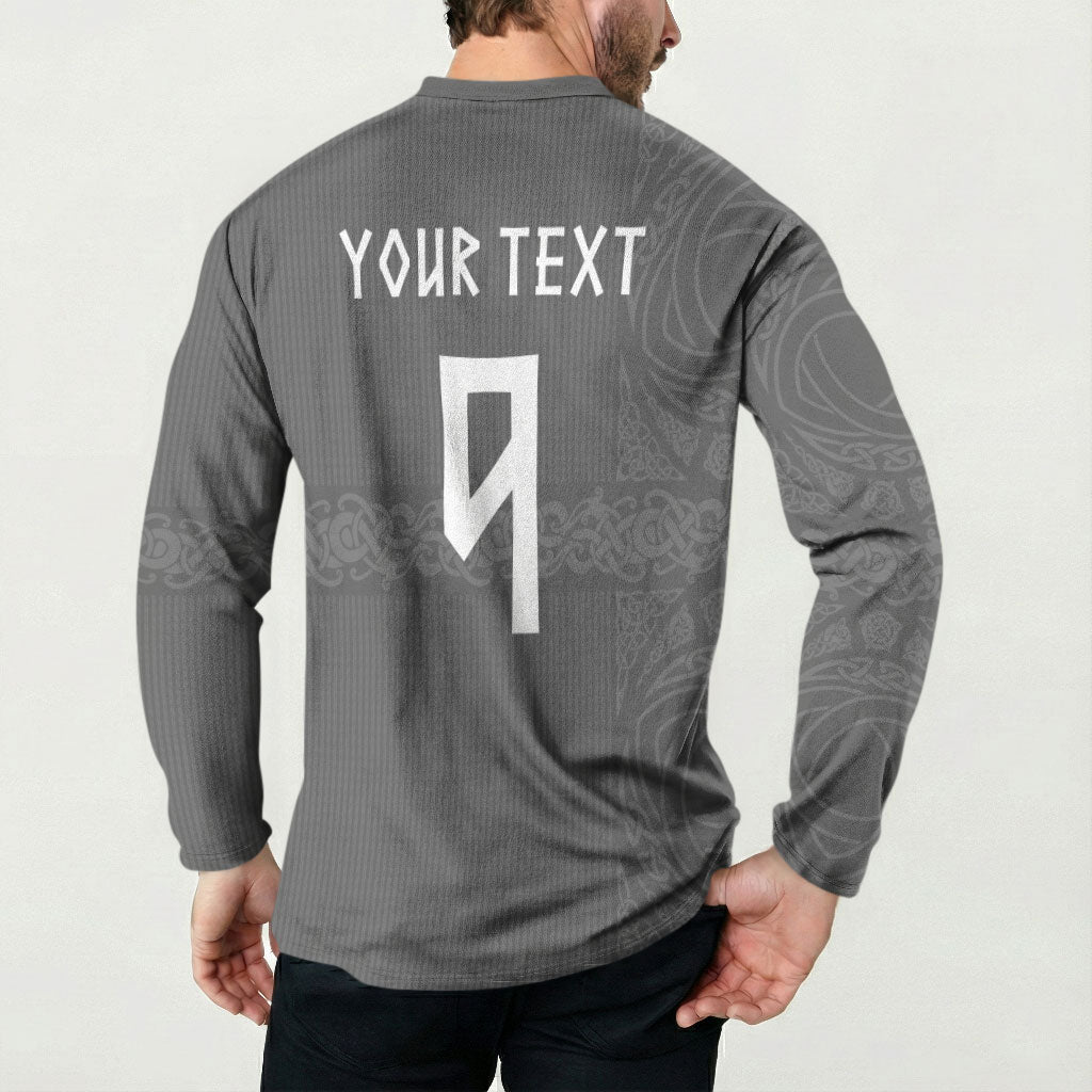 Norwegian Football Custom Button Sweatshirt Nordic Celtic Knot Cross Monochrome Scandinavian Design
