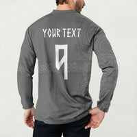 Norwegian Football Custom Button Sweatshirt Nordic Celtic Knot Cross Monochrome Scandinavian Design