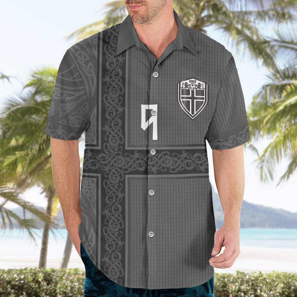Norwegian Football Custom Hawaiian Shirt Nordic Celtic Knot Cross Monochrome Scandinavian Design