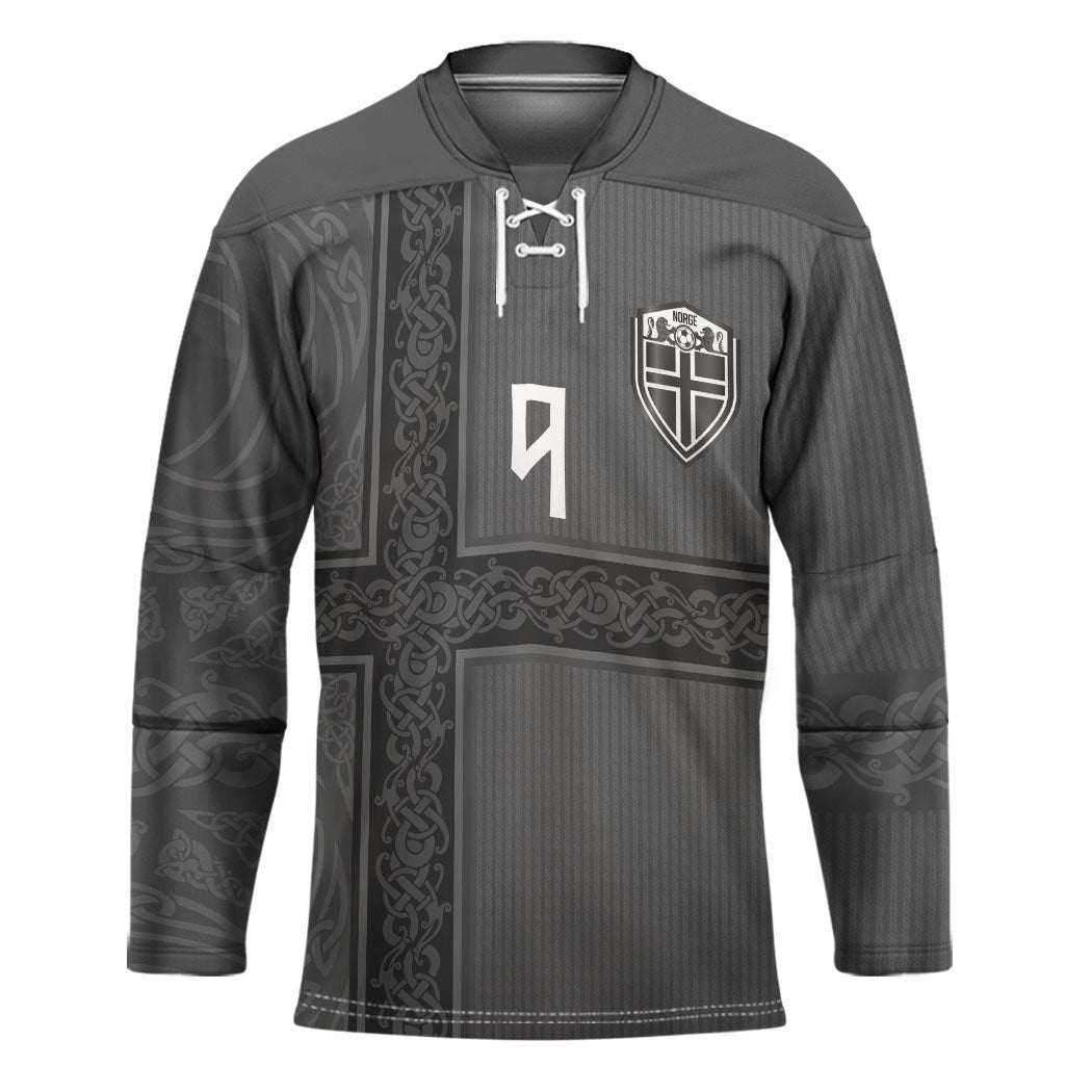Norwegian Football Custom Hockey Jersey Nordic Celtic Knot Cross Monochrome Scandinavian Design