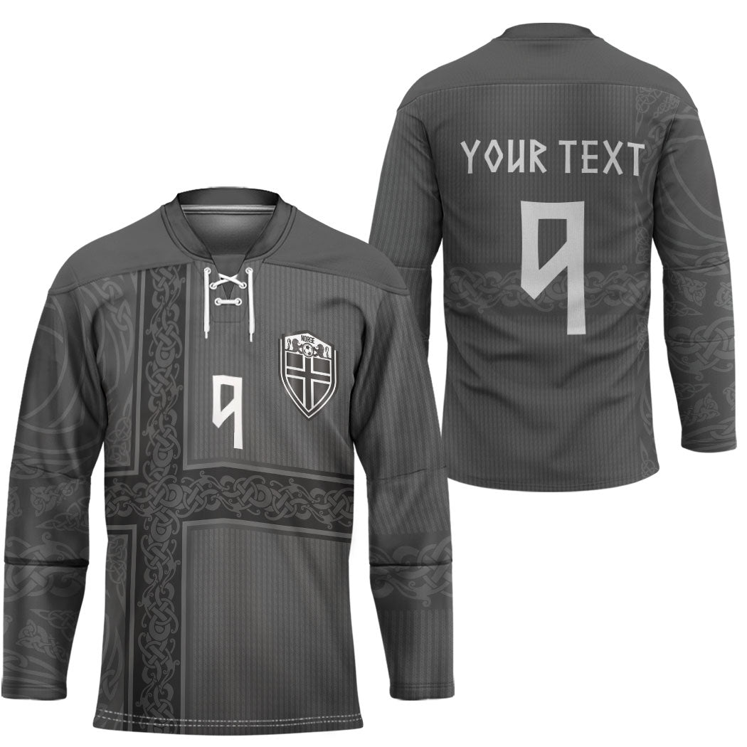 Norwegian Football Custom Hockey Jersey Nordic Celtic Knot Cross Monochrome Scandinavian Design
