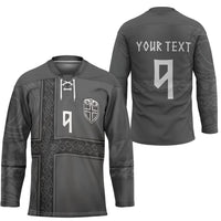 Norwegian Football Custom Hockey Jersey Nordic Celtic Knot Cross Monochrome Scandinavian Design