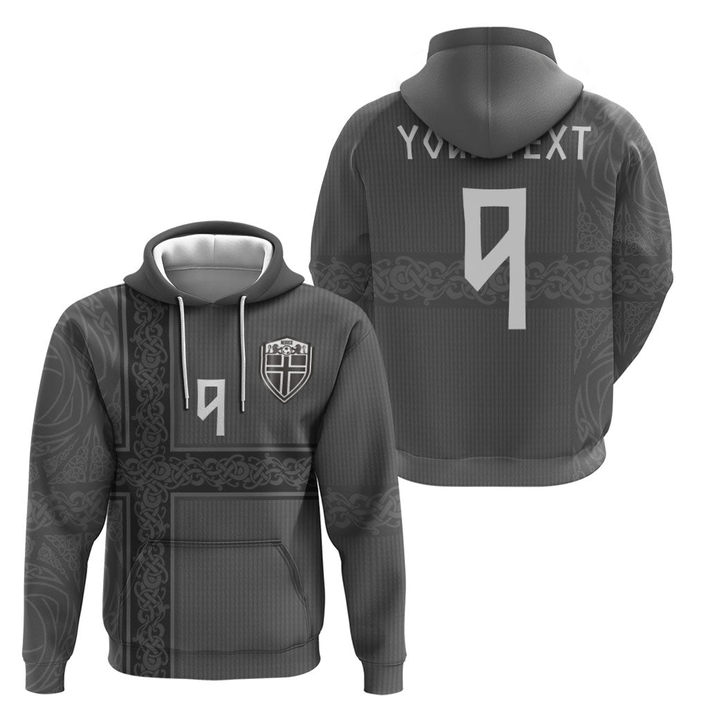 Norwegian Football Custom Hoodie Nordic Celtic Knot Cross Monochrome Scandinavian Design