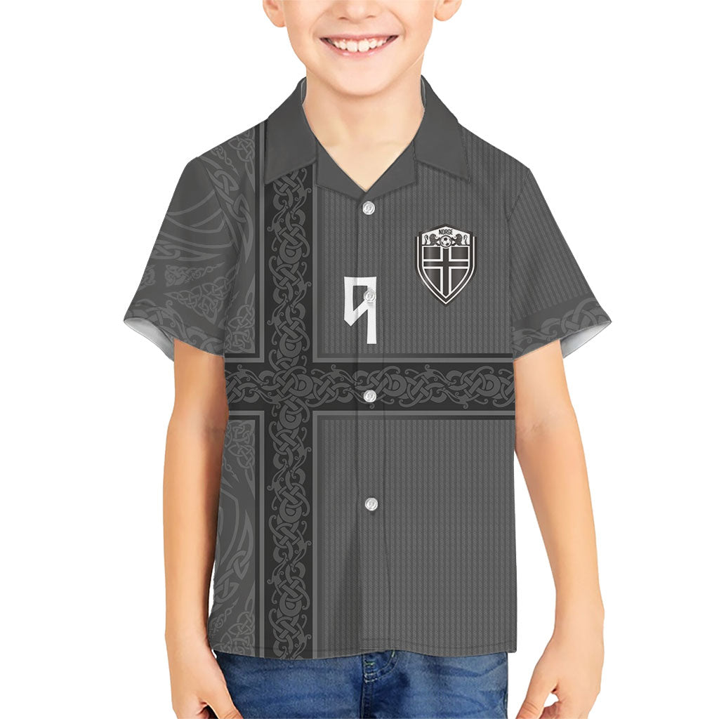 Norwegian Football Custom Kid Hawaiian Shirt Nordic Celtic Knot Cross Monochrome Scandinavian Design
