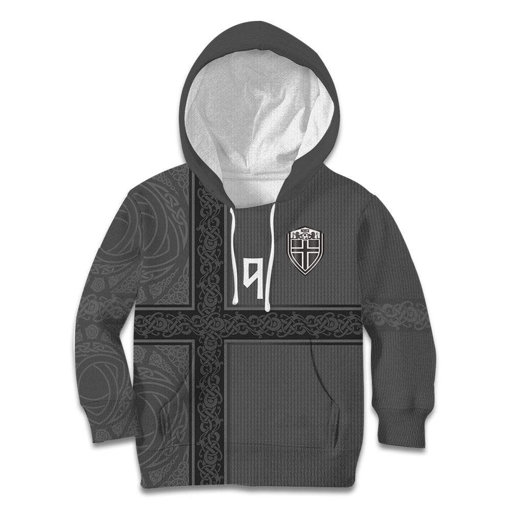 Norwegian Football Custom Kid Hoodie Nordic Celtic Knot Cross Monochrome Scandinavian Design