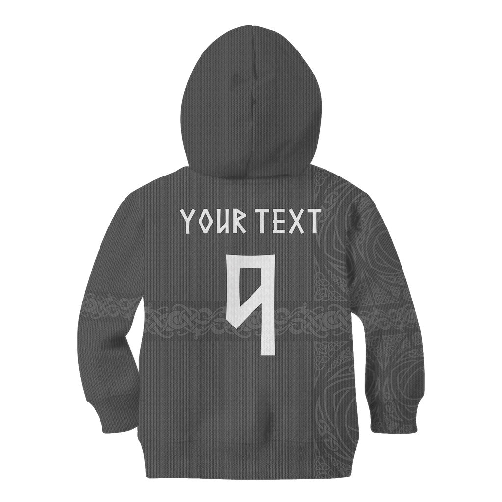 Norwegian Football Custom Kid Hoodie Nordic Celtic Knot Cross Monochrome Scandinavian Design
