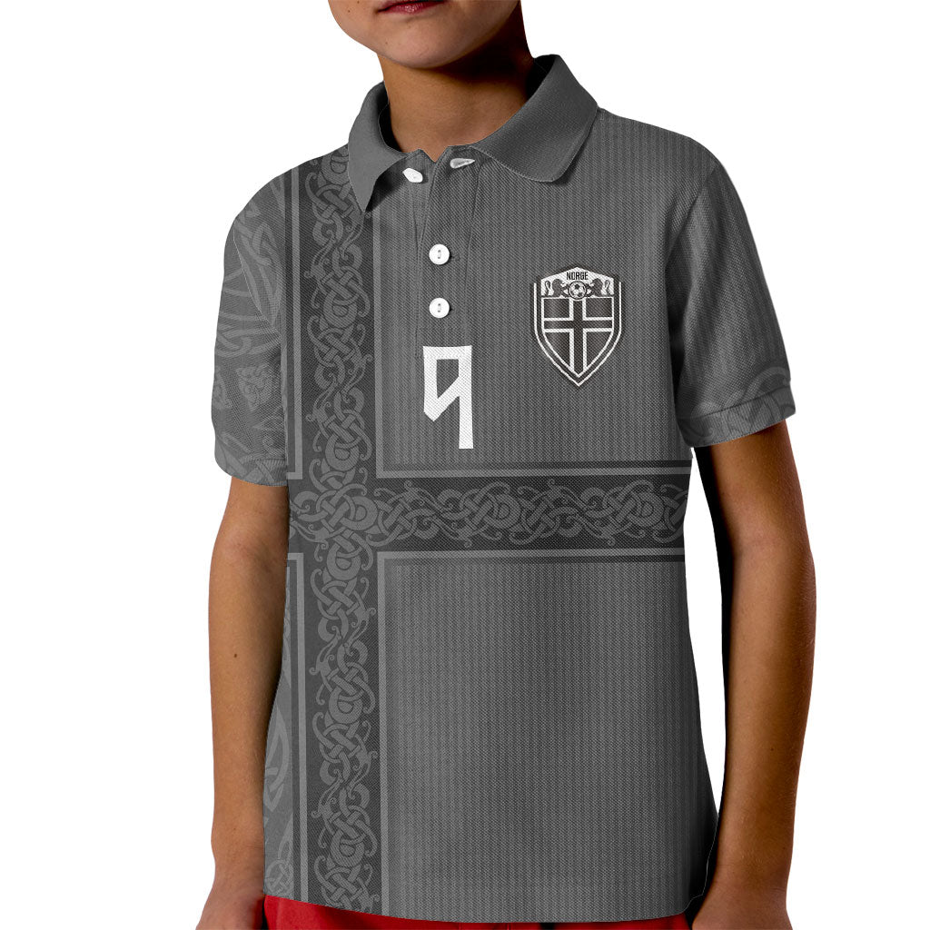 Norwegian Football Custom Kid Polo Shirt Nordic Celtic Knot Cross Monochrome Scandinavian Design