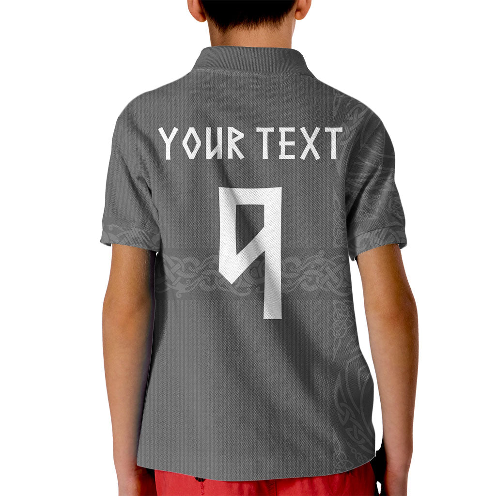 Norwegian Football Custom Kid Polo Shirt Nordic Celtic Knot Cross Monochrome Scandinavian Design