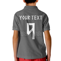 Norwegian Football Custom Kid Polo Shirt Nordic Celtic Knot Cross Monochrome Scandinavian Design