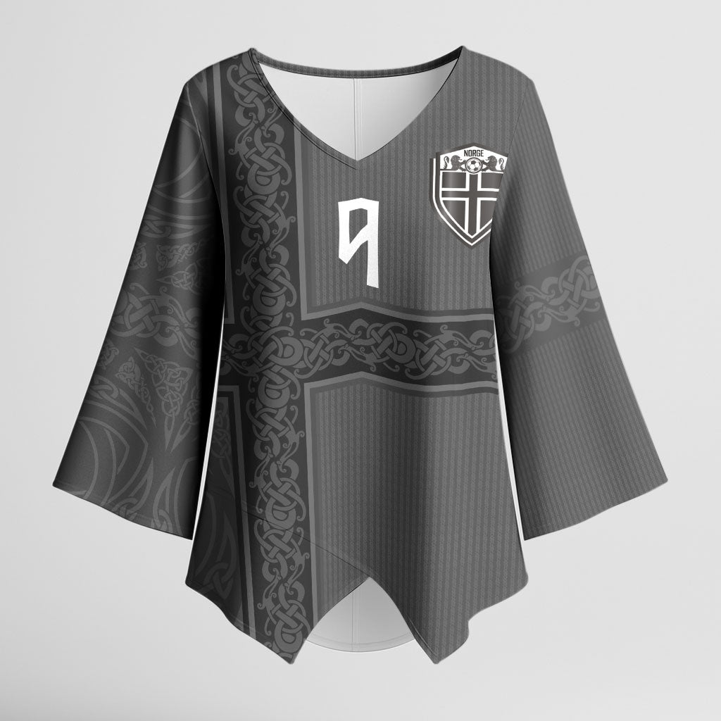 Norwegian Football Custom Kimono Sleeve Blouse Nordic Celtic Knot Cross Monochrome Scandinavian Design