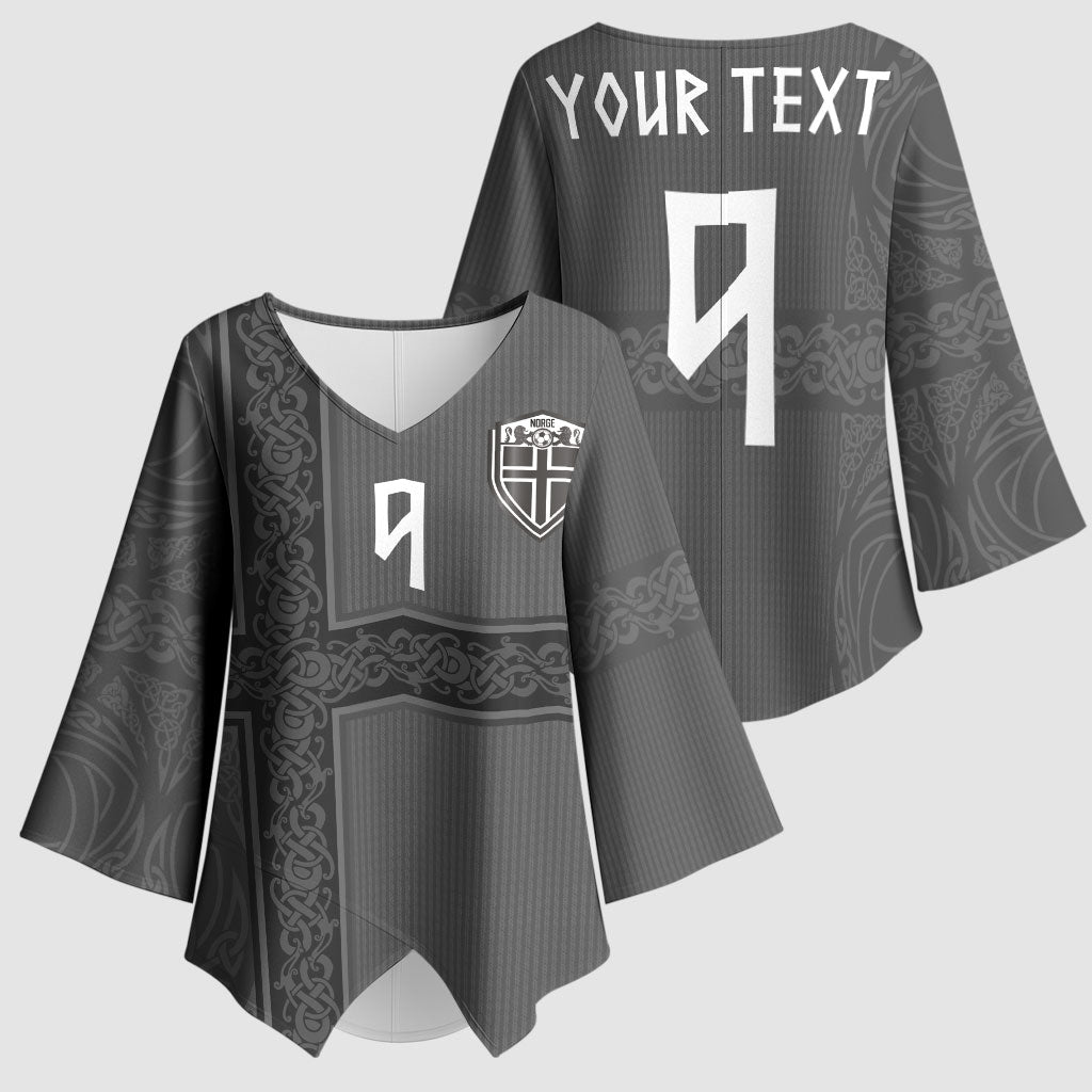 Norwegian Football Custom Kimono Sleeve Blouse Nordic Celtic Knot Cross Monochrome Scandinavian Design