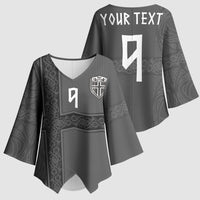 Norwegian Football Custom Kimono Sleeve Blouse Nordic Celtic Knot Cross Monochrome Scandinavian Design