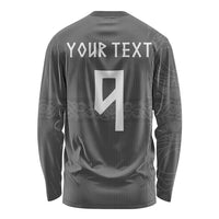 Norwegian Football Custom Long Sleeve Shirt Nordic Celtic Knot Cross Monochrome Scandinavian Design