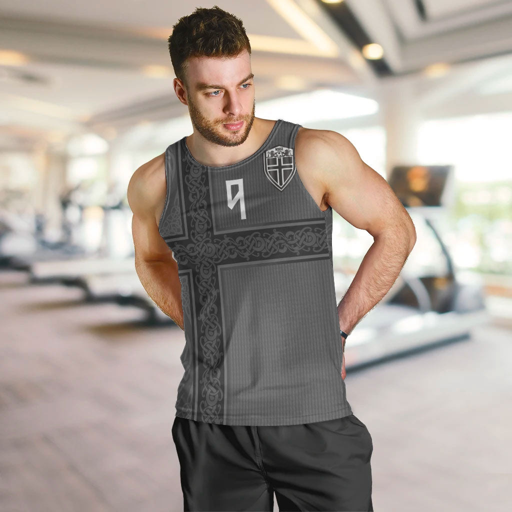 Norwegian Football Custom Men Tank Top Nordic Celtic Knot Cross Monochrome Scandinavian Design