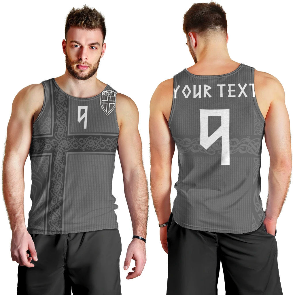 Norwegian Football Custom Men Tank Top Nordic Celtic Knot Cross Monochrome Scandinavian Design