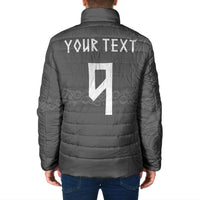 Norwegian Football Custom Padded Jacket Nordic Celtic Knot Cross Monochrome Scandinavian Design
