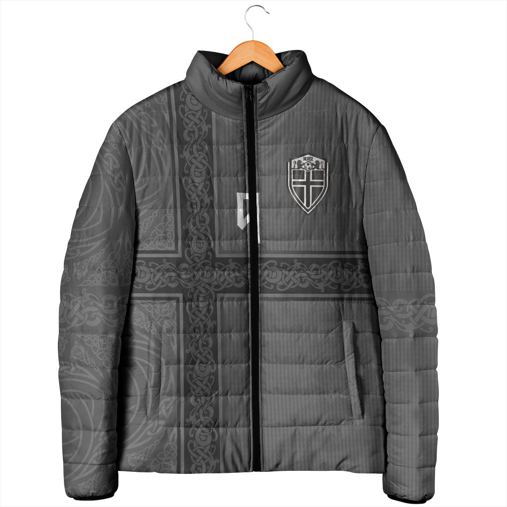 Norwegian Football Custom Padded Jacket Nordic Celtic Knot Cross Monochrome Scandinavian Design
