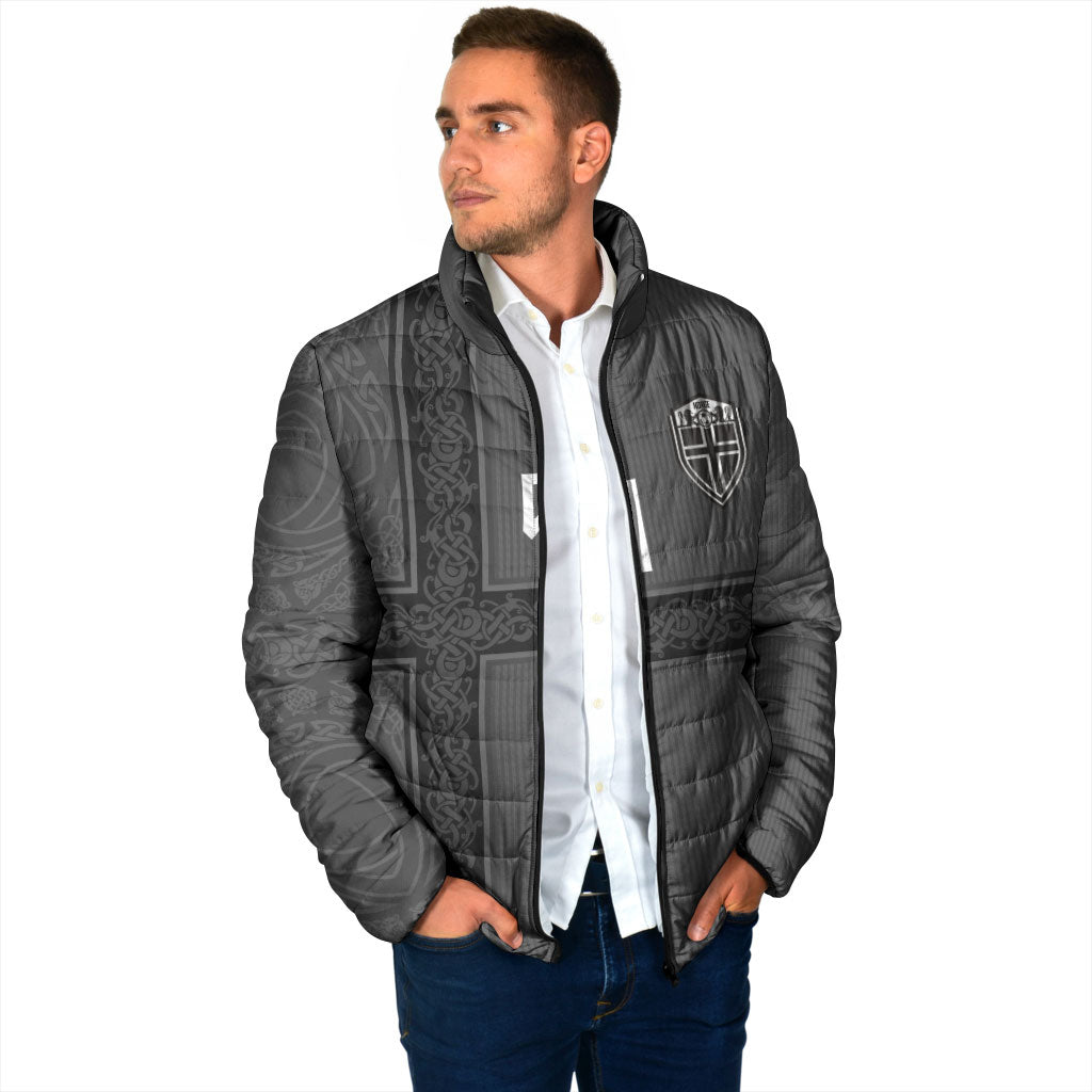 Norwegian Football Custom Padded Jacket Nordic Celtic Knot Cross Monochrome Scandinavian Design