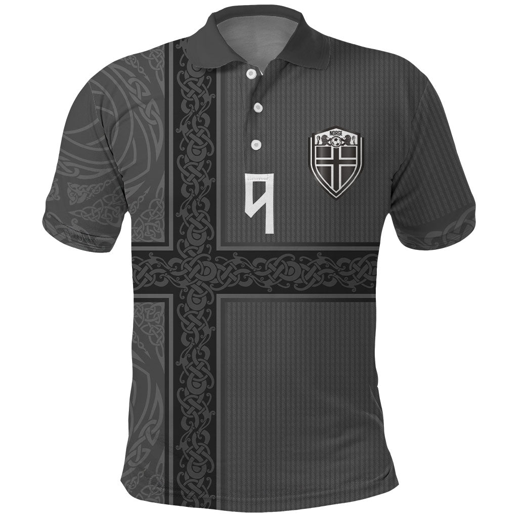 Norwegian Football Custom Polo Shirt Nordic Celtic Knot Cross Monochrome Scandinavian Design
