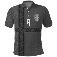 Norwegian Football Custom Polo Shirt Nordic Celtic Knot Cross Monochrome Scandinavian Design