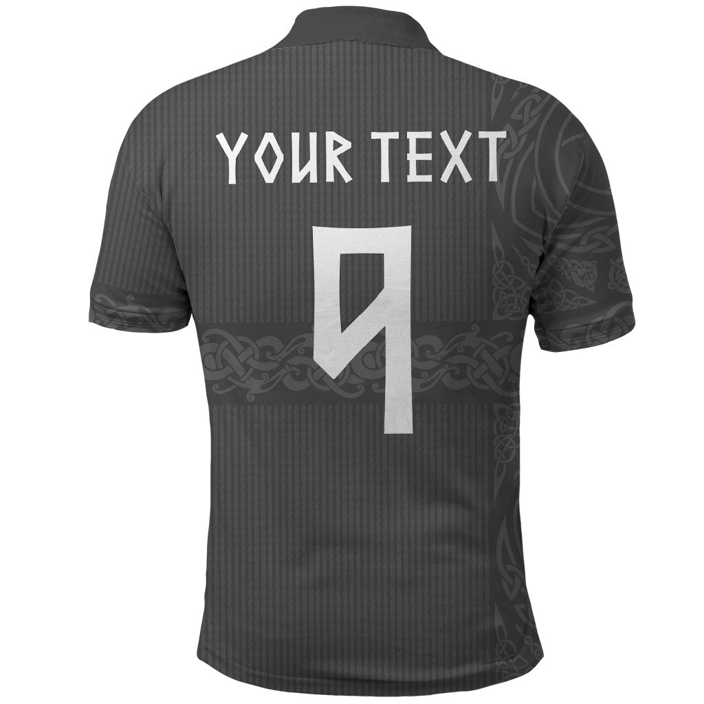 Norwegian Football Custom Polo Shirt Nordic Celtic Knot Cross Monochrome Scandinavian Design