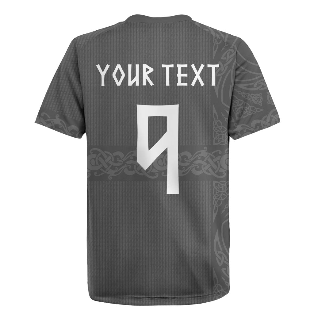 Norwegian Football Custom Rugby Jersey Nordic Celtic Knot Cross Monochrome Scandinavian Design