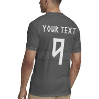 Norwegian Football Custom Rugby Jersey Nordic Celtic Knot Cross Monochrome Scandinavian Design