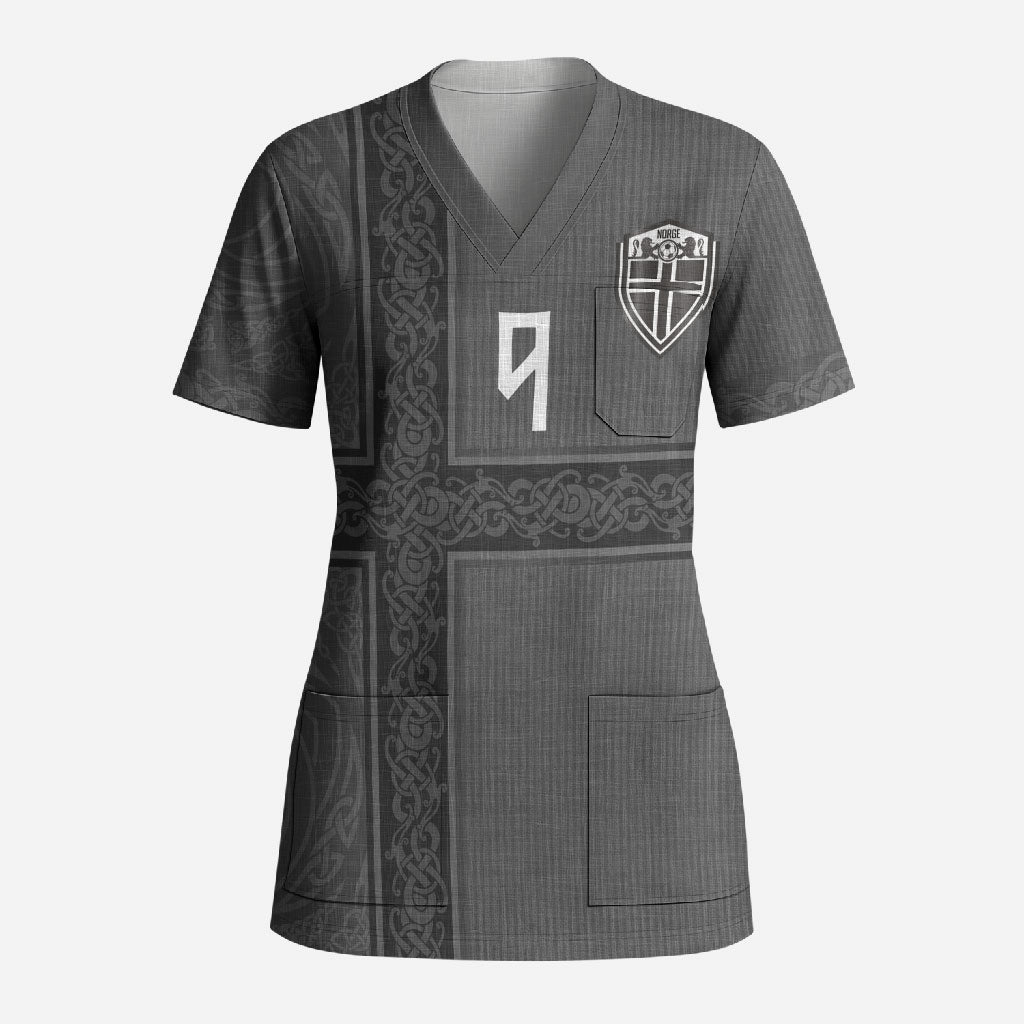 Norwegian Football Custom Scrub Top Nordic Celtic Knot Cross Monochrome Scandinavian Design