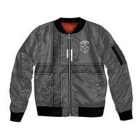 Norwegian Football Custom Sleeve Zip Bomber Jacket Nordic Celtic Knot Cross Monochrome Scandinavian Design
