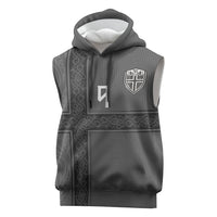 Norwegian Football Custom Sleeveless Hoodie Nordic Celtic Knot Cross Monochrome Scandinavian Design