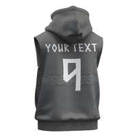 Norwegian Football Custom Sleeveless Hoodie Nordic Celtic Knot Cross Monochrome Scandinavian Design