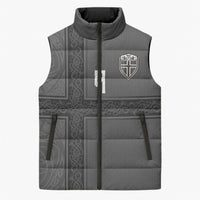 Norwegian Football Custom Sleeveless Puffer Jacket Nordic Celtic Knot Cross Monochrome Scandinavian Design