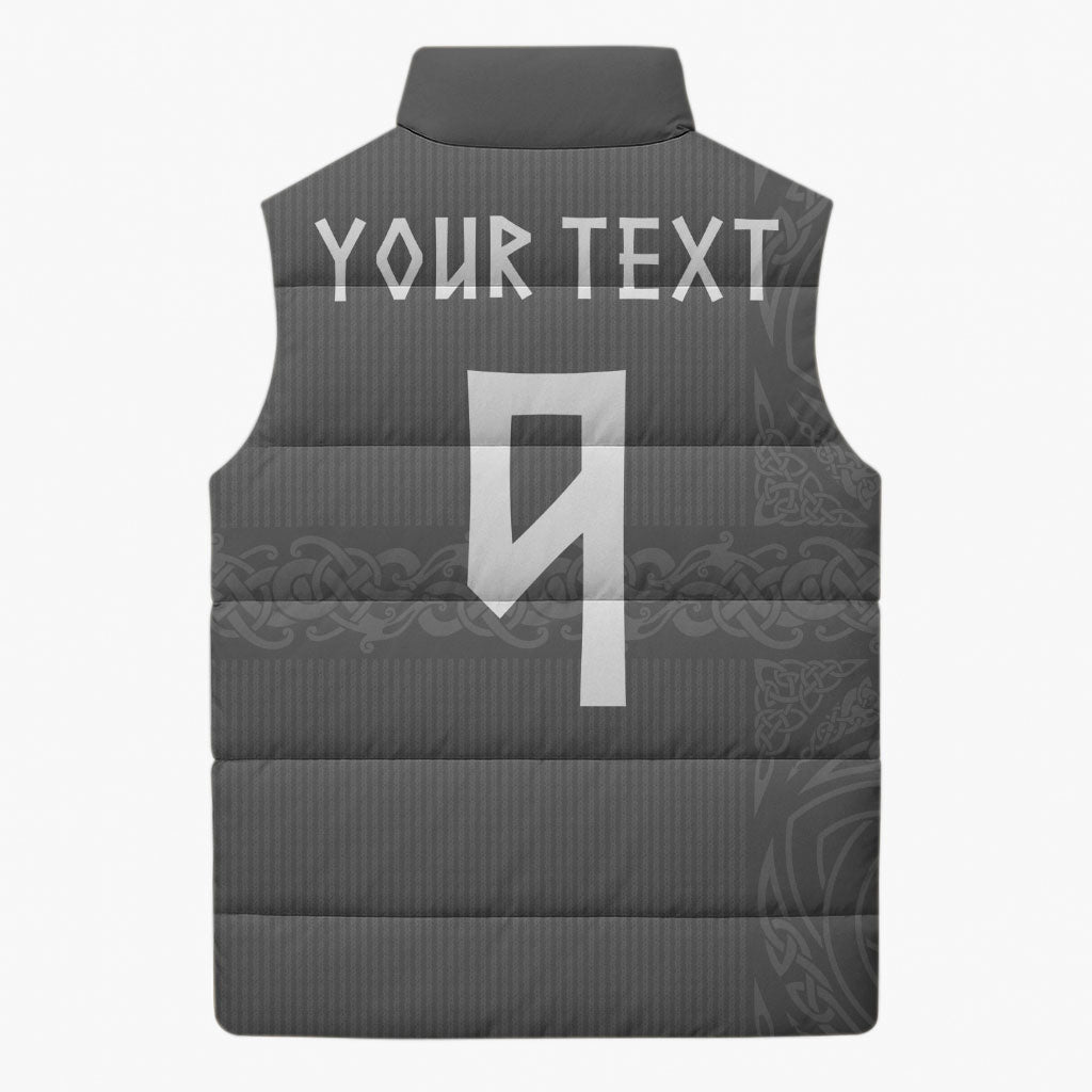 Norwegian Football Custom Sleeveless Puffer Jacket Nordic Celtic Knot Cross Monochrome Scandinavian Design