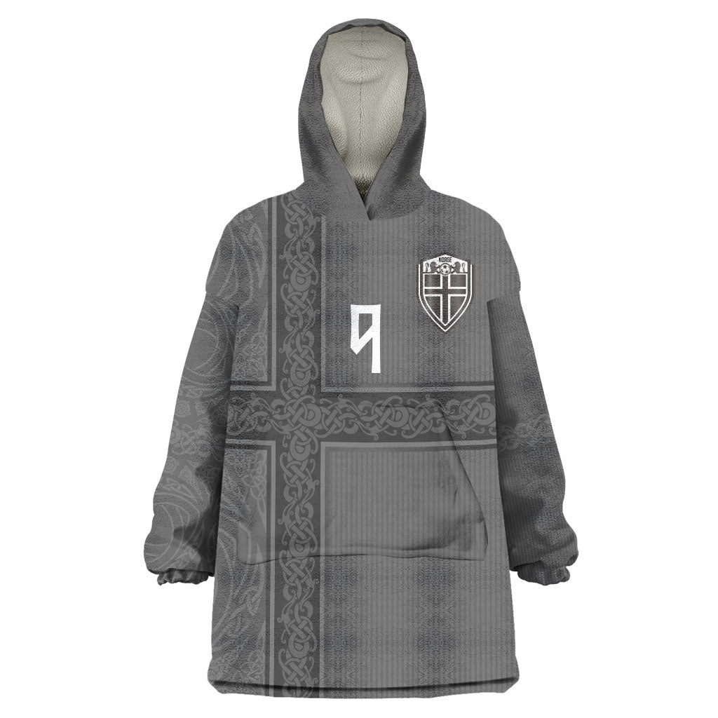 Norwegian Football Custom Wearable Blanket Hoodie Nordic Celtic Knot Cross Monochrome Scandinavian Design
