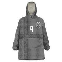 Norwegian Football Custom Wearable Blanket Hoodie Nordic Celtic Knot Cross Monochrome Scandinavian Design