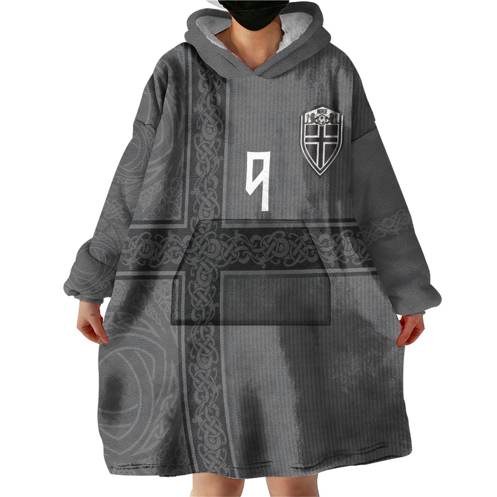 Norwegian Football Custom Wearable Blanket Hoodie Nordic Celtic Knot Cross Monochrome Scandinavian Design