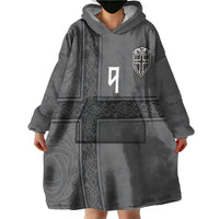 Norwegian Football Custom Wearable Blanket Hoodie Nordic Celtic Knot Cross Monochrome Scandinavian Design