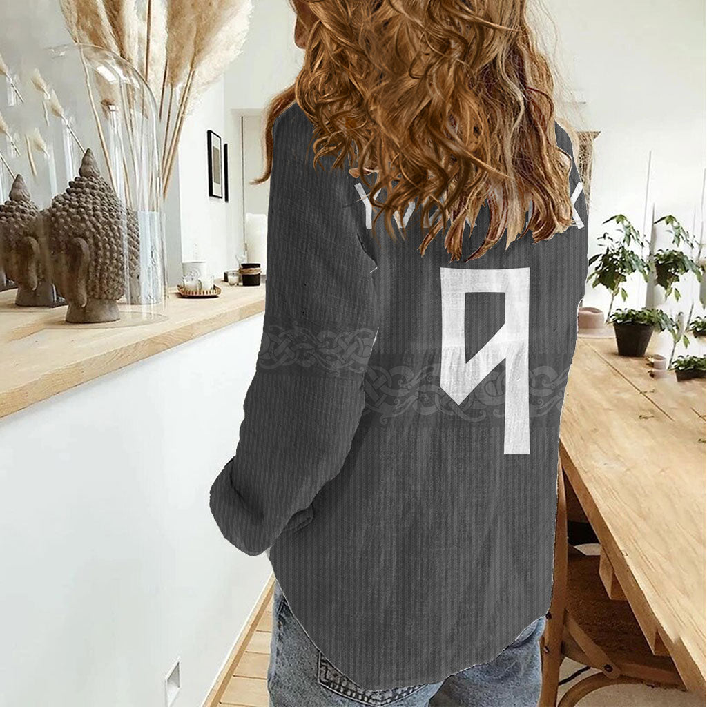 Norwegian Football Custom Women Casual Shirt Nordic Celtic Knot Cross Monochrome Scandinavian Design