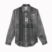 Norwegian Football Custom Women Casual Shirt Nordic Celtic Knot Cross Monochrome Scandinavian Design