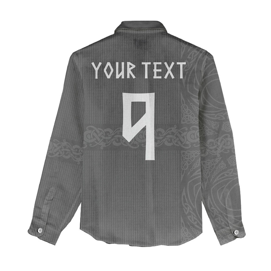 Norwegian Football Custom Women Casual Shirt Nordic Celtic Knot Cross Monochrome Scandinavian Design