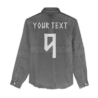 Norwegian Football Custom Women Casual Shirt Nordic Celtic Knot Cross Monochrome Scandinavian Design