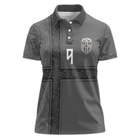 Norwegian Football Custom Women Polo Shirt Nordic Celtic Knot Cross Monochrome Scandinavian Design