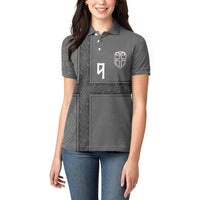 Norwegian Football Custom Women Polo Shirt Nordic Celtic Knot Cross Monochrome Scandinavian Design