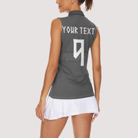 Norwegian Football Custom Women Sleeveless Polo Shirt Nordic Celtic Knot Cross Monochrome Scandinavian Design