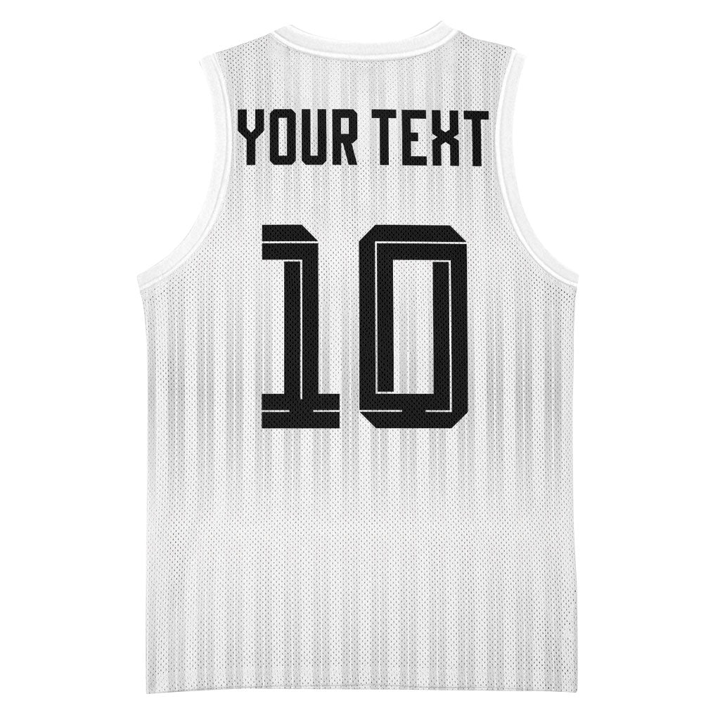 German Football Custom Basketball Jersey Retro Geometric Flag Stripe Heritage Shield Design